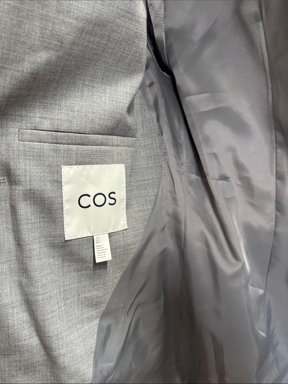 COS, Gray Women's Single-Button Tailored Blazer, NWT - Picture 11 of 13